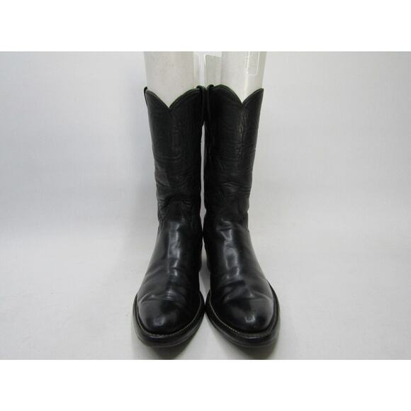 Justin Mens Size 7 C (Narrow Width) Black Leather Cowboy Western Boots main image 7